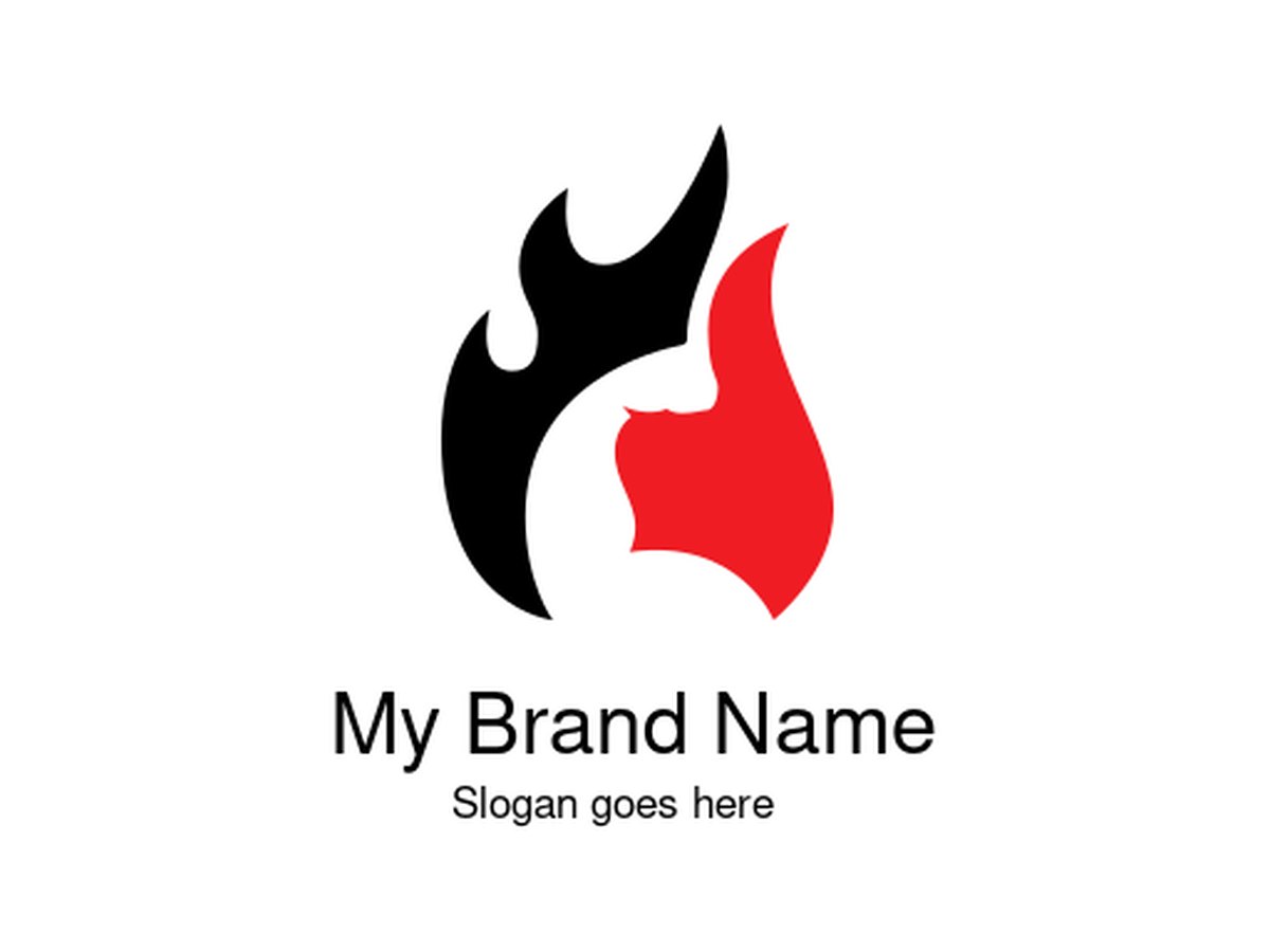 Striking Black and Red Flame Logo with Hidden Fist in Negative Space for Powerful Fire-Themed Branding and Strength Industries